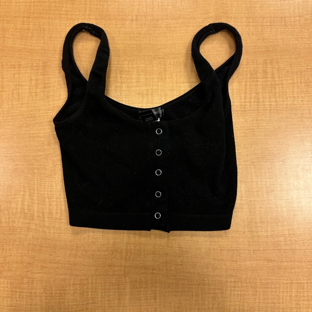 Black Button-Front Women's Top